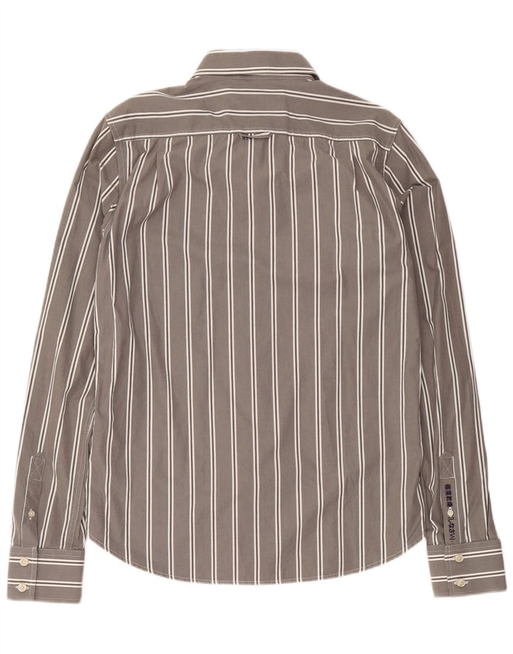 Superdry Mens Shirt XL Grey Striped Cotton
