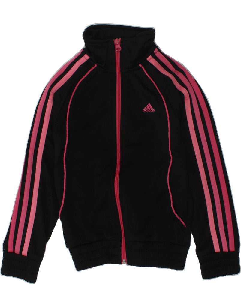 ADIDAS Girls Tracksuit Top Jacket 7-8 Years Black Polyester | Vintage Adidas | Thrift | Second-Hand Adidas | Used Clothing | Messina Hembry 