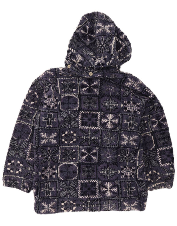 Brugi Mens Hooded Fleece Jacket UK 44 2XL Navy Blue Fair Isle