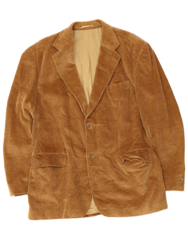 Vintage Mens 2 Button Corduroy Blazer Jacket UK 40 Large Brown Cotton