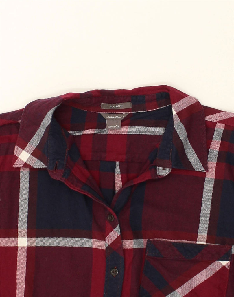 EDDIE BAUER Womens Classic Fit Shirt UK 18 XL Red Plaid Cotton | Vintage Eddie Bauer | Thrift | Second-Hand Eddie Bauer | Used Clothing | Messina Hembry 