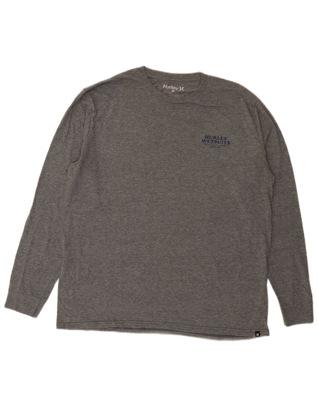 Hurley Mens Graphic Top Long Sleeve Large Grey Flecked Cotton