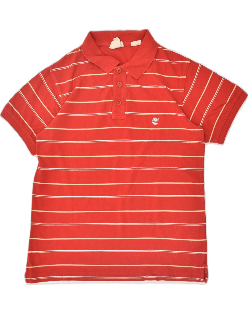 TIMBERLAND Mens Polo Shirt Medium Red Pinstripe Cotton | Vintage Timberland | Thrift | Second-Hand Timberland | Used Clothing | Messina Hembry 