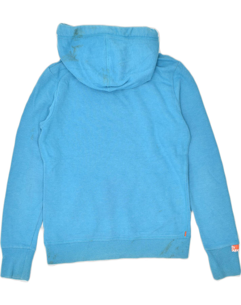 SUPERDRY Womens Orange Label Hoodie Jumper UK 12 Medium Blue Cotton | Vintage | Thrift | Second-Hand | Used Clothing | Messina Hembry 