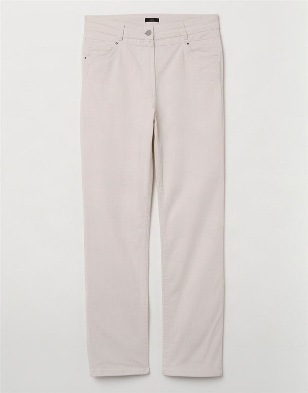 M&Co Womens Straight Casual Trousers UK 14 Large W32 L32 White Cotton