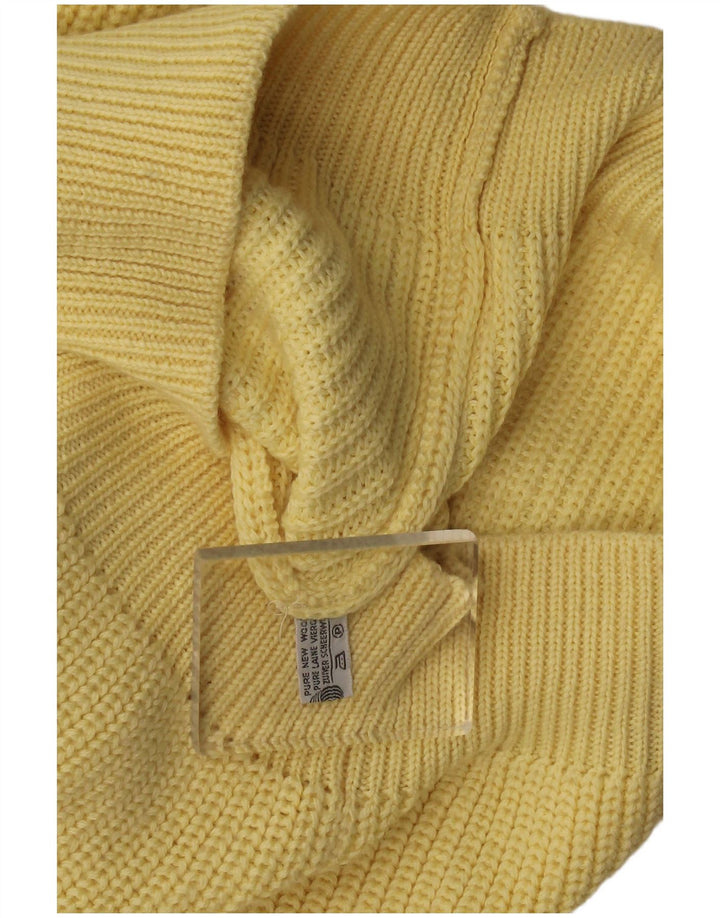 Vintage Mens Crew Neck Jumper Sweater Medium Yellow Wool