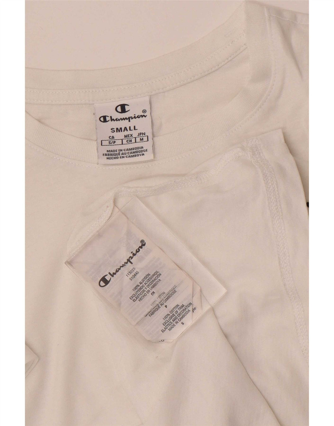 Champion Womens T-Shirt Top UK 10 Small White Cotton