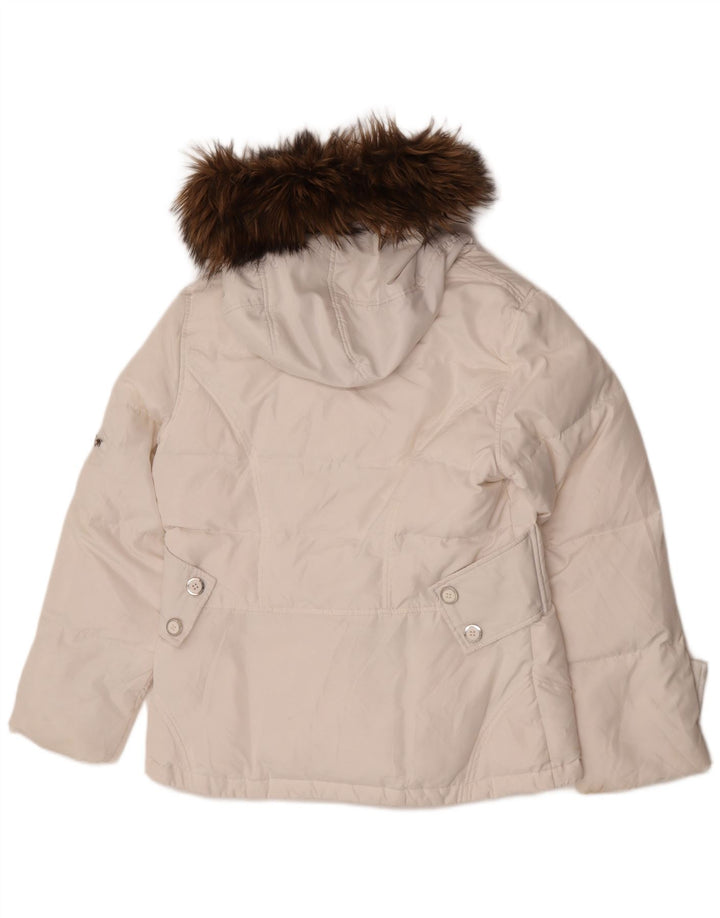 Calvin Klein Womens Hooded Padded Jacket UK 16 Large White Polyester