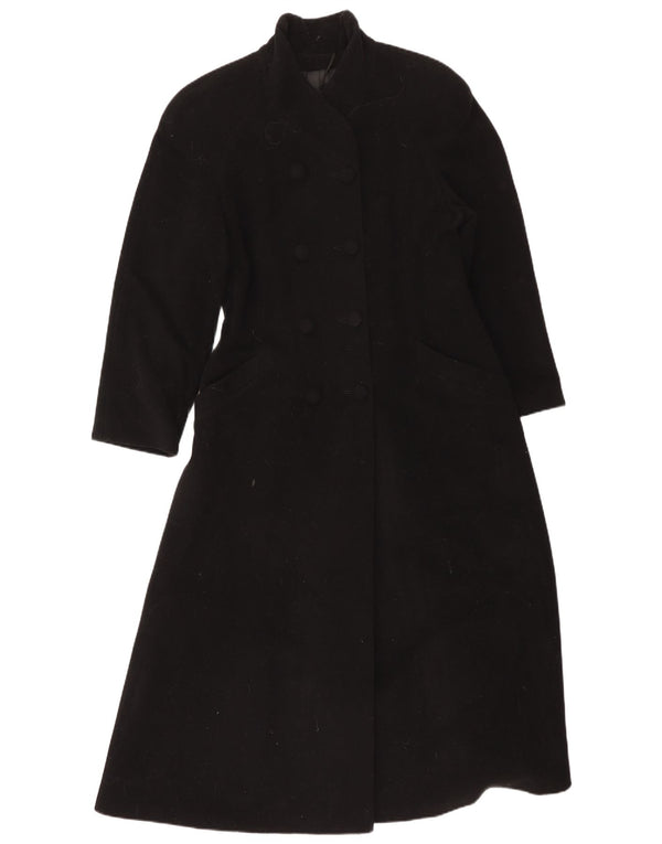 Vintage Womens Double Breasted Coat UK 8 Small Black Wool