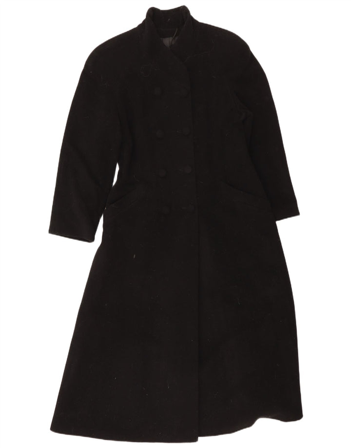 Vintage Womens Double Breasted Coat UK 8 Small Black Wool