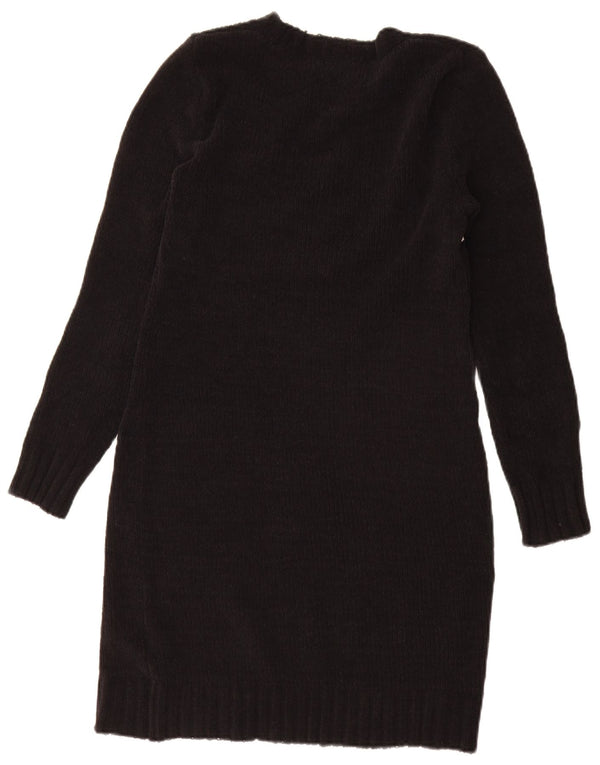 Dkny Womens Graphic Long Sleeve Jumper Dress UK 16 Large Black Colourblock