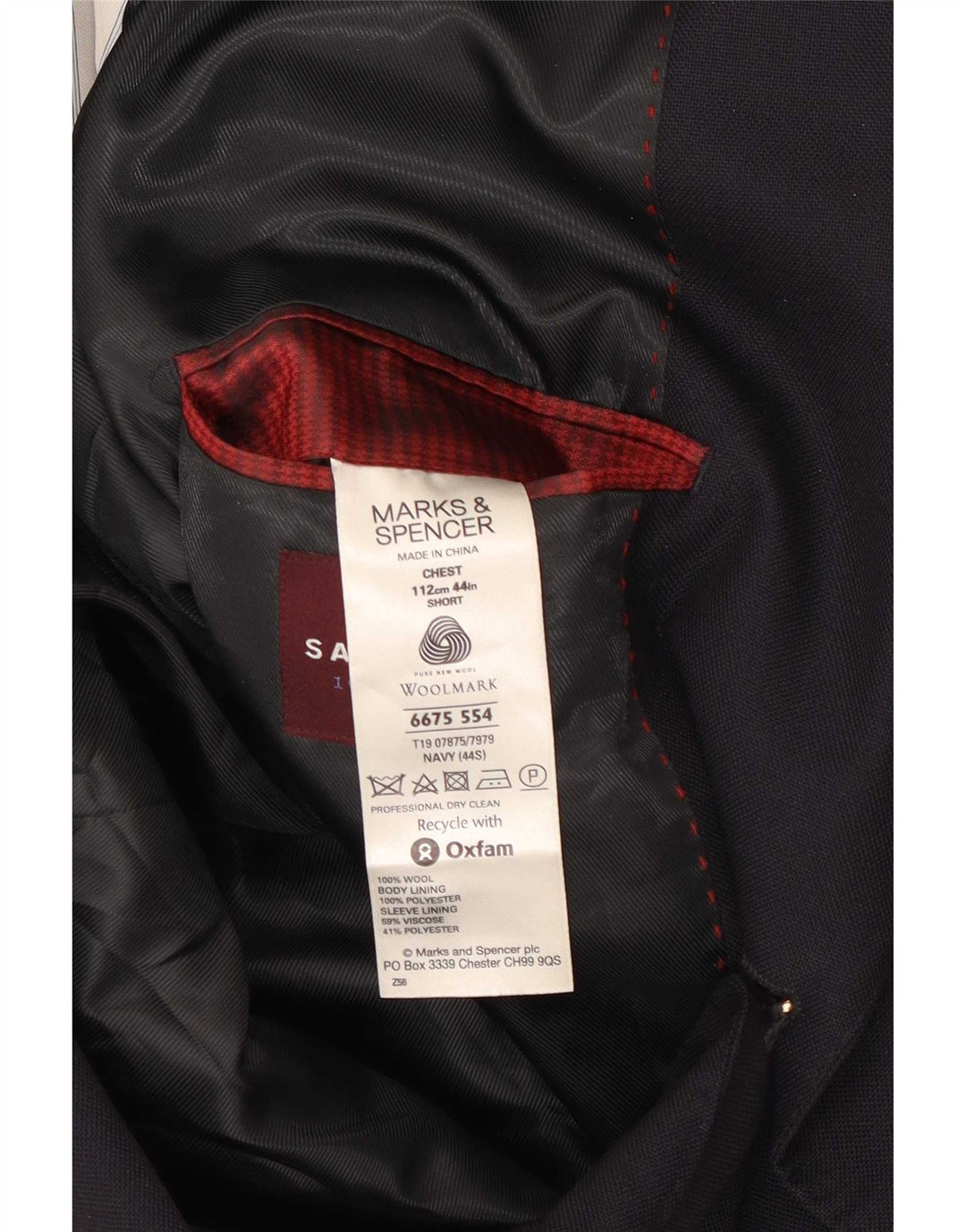 Marks & Spencer Mens 2 Button Blazer Jacket UK 44 XL Navy Blue Wool