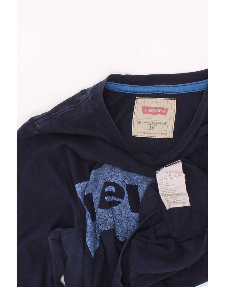 Levi's Boys Graphic Top Long Sleeve 9-10 Years Navy Blue Cotton