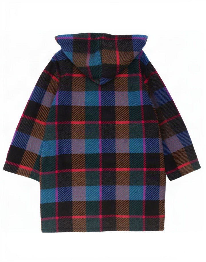 Vintage Womens Hooded Double Breasted Coat EU 44 XL Multicoloured Plaid