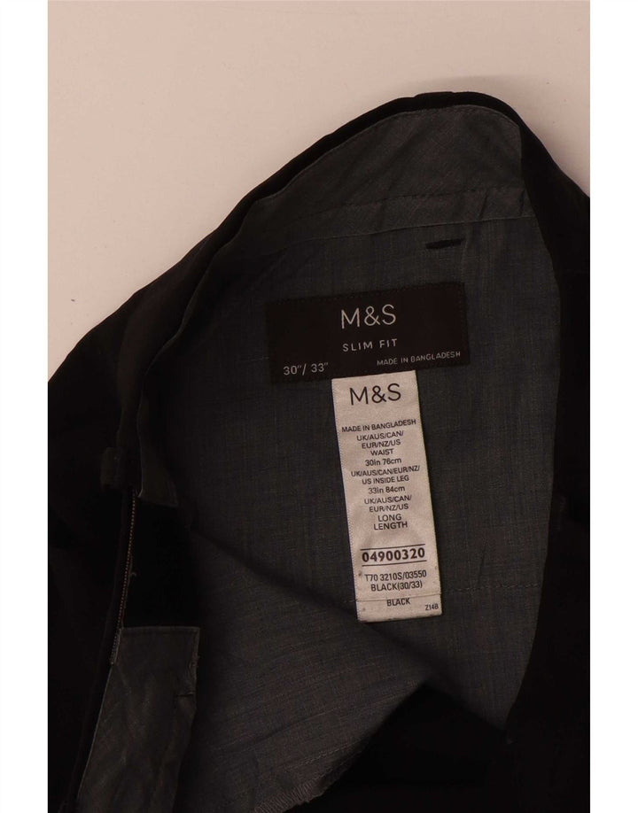 Marks & Spencer Womens Slim Fit Suit Trousers W30 L33 Black Polyester