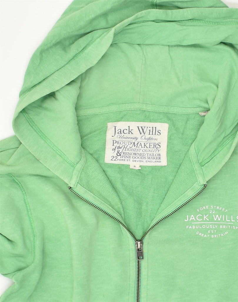 JACK WILLS Mens Zip Hoodie Sweater Small Green Cotton | Vintage Jack Wills | Thrift | Second-Hand Jack Wills | Used Clothing | Messina Hembry 