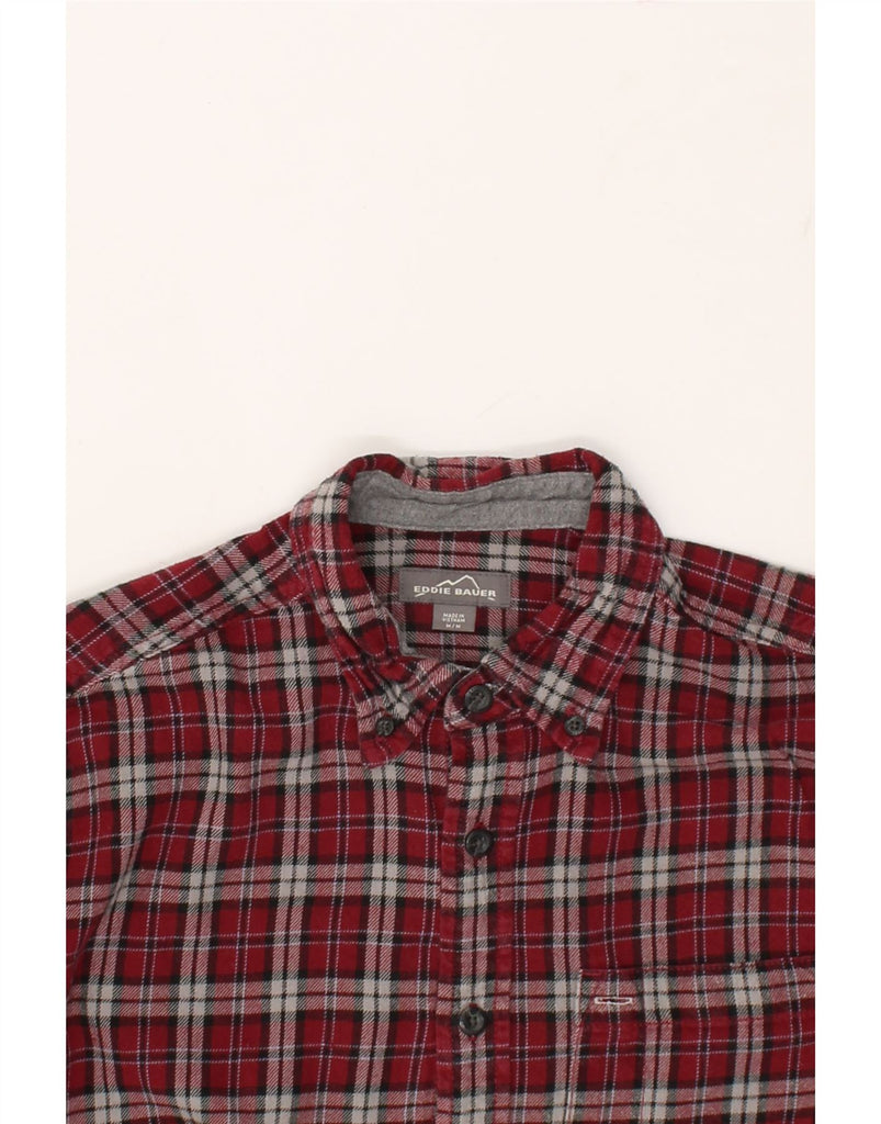 EDDIE BAUER Mens Flannel Shirt Medium Maroon Check Cotton | Vintage Eddie Bauer | Thrift | Second-Hand Eddie Bauer | Used Clothing | Messina Hembry 