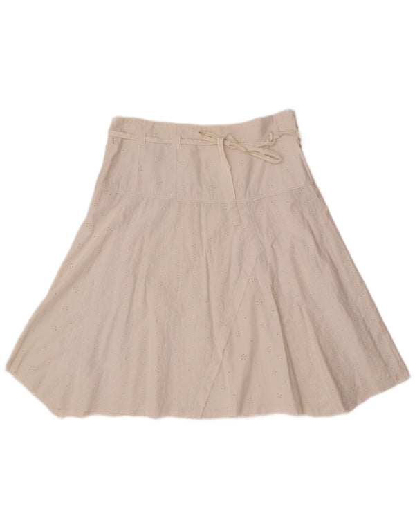 Playlife Womens A-Line Skirt IT 42 Medium W30 White Cotton