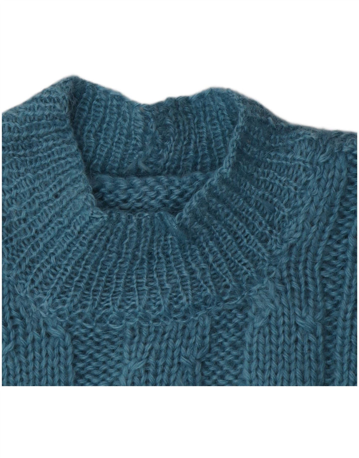 Vintage Womens Turtle Neck Jumper Sweater UK 8 Small Turquoise Classic
