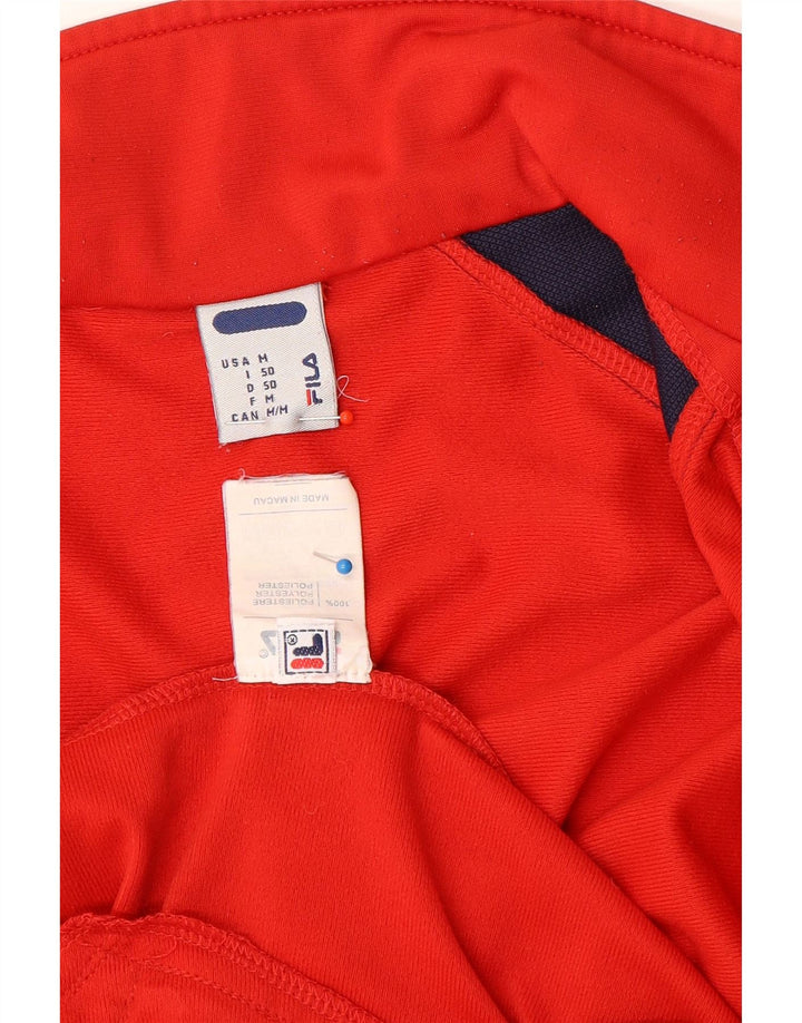 Fila Mens Tracksuit Top Jacket Medium Red Colourblock Polyester