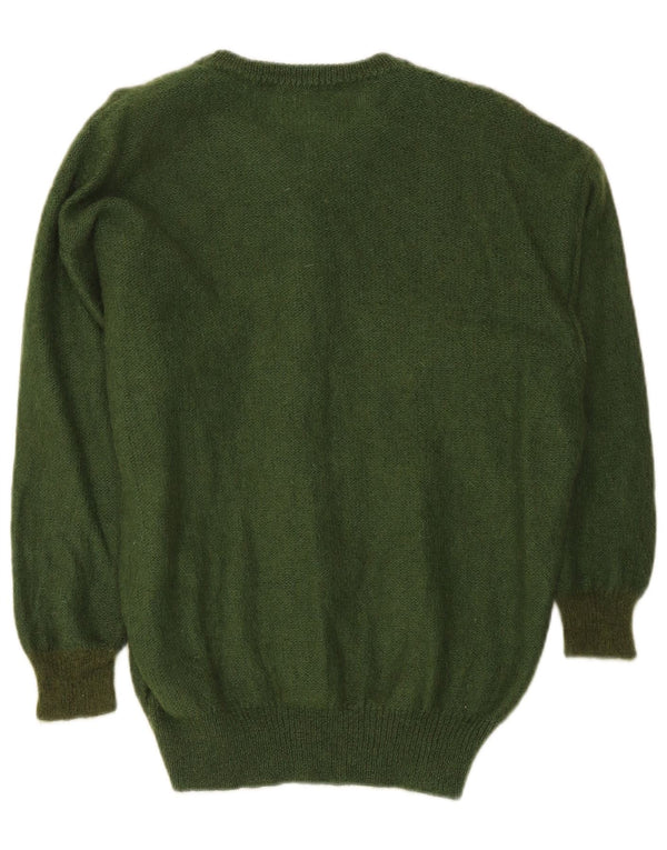 Vintage Womens Graphic Oversized Cardigan Sweater UK 14 Medium Green Floral