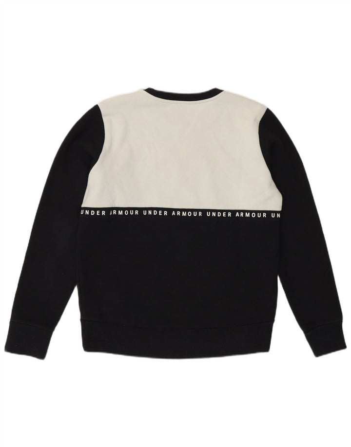 UNDER ARMOUR Womens Sweatshirt Jumper UK 10 Small Black Colourblock