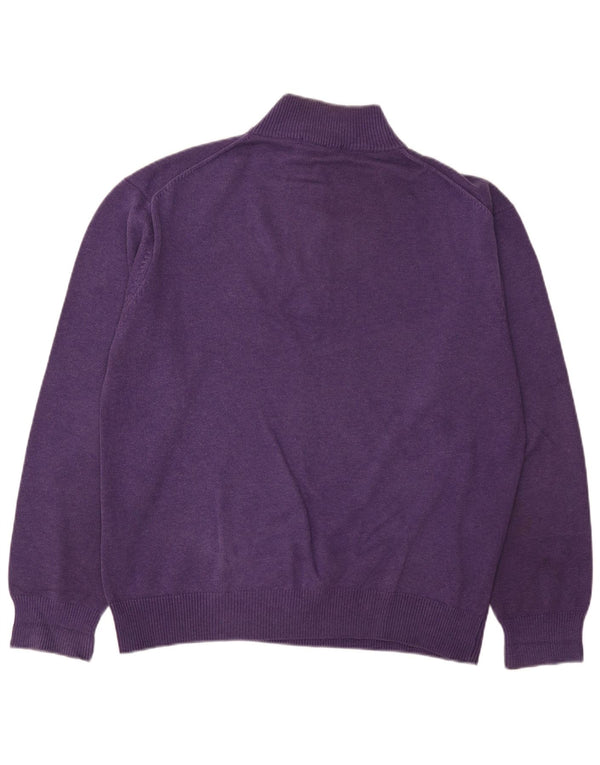 Gant Mens Zip Neck Jumper Sweater XL Purple Cotton