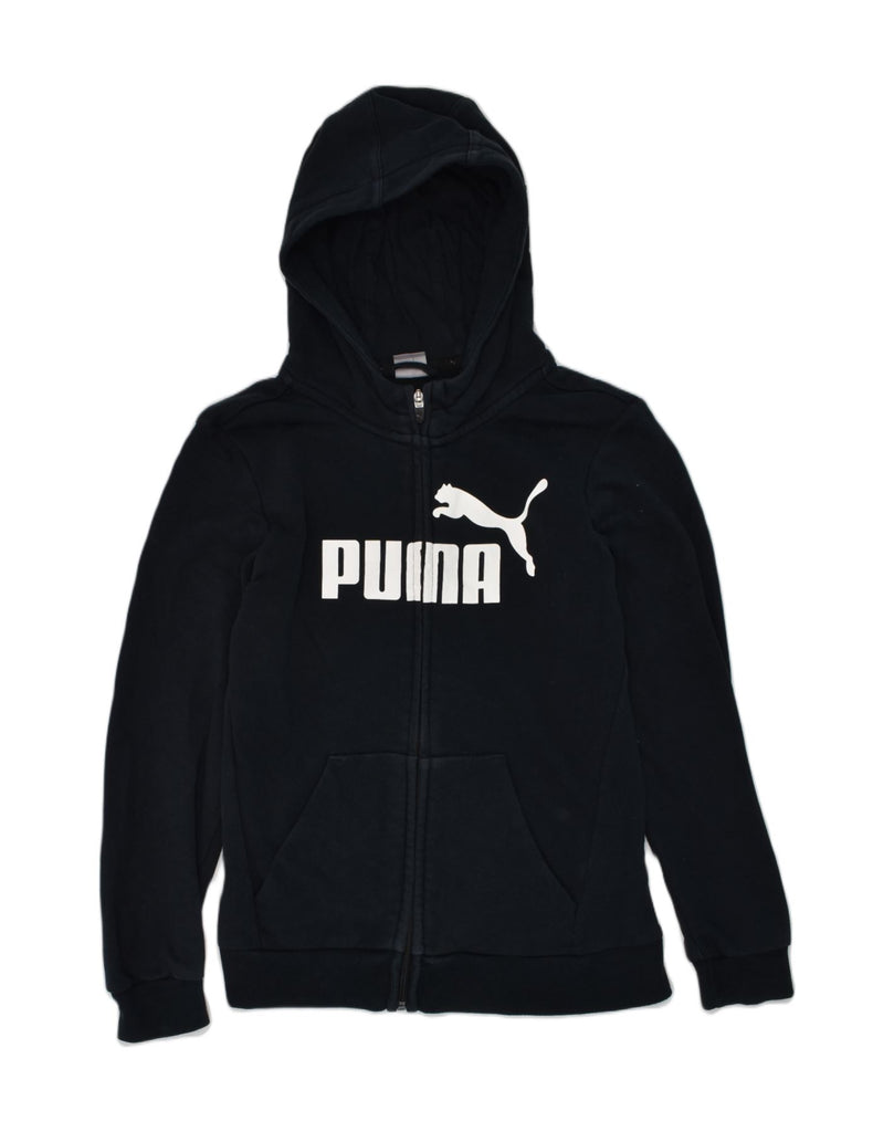 PUMA Boys Graphic Zip Hoodie Sweater 9-10 Years Black Cotton | Vintage Puma | Thrift | Second-Hand Puma | Used Clothing | Messina Hembry 