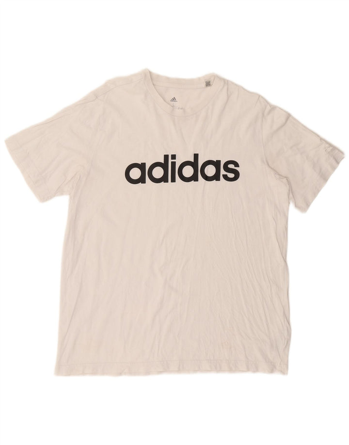 ADIDAS Mens Graphic T-Shirt Top Large White Cotton