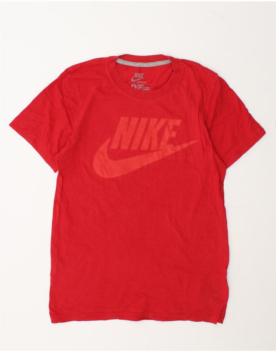NIKE Mens Slim Fit Graphic T-Shirt Top Small Red Cotton Vintage Nike and Second-Hand Nike from Messina Hembry 