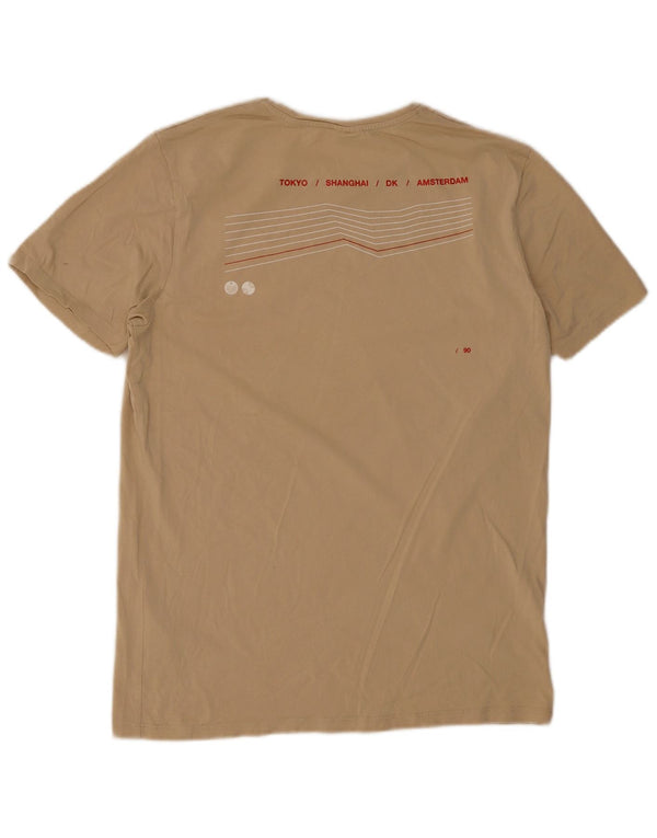 Jack & Jones Mens Graphic T-Shirt Top Small Beige Cotton