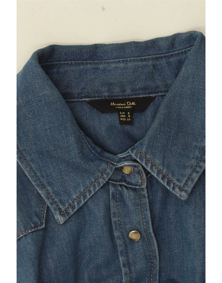 Massimo Dutti Womens Denim Shirt UK 10 Small Blue