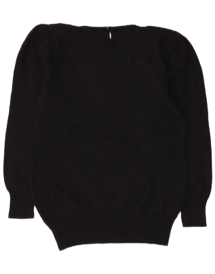 Vintage Womens Graphic Crew Neck Jumper Sweater IT 42 Medium Black Floral