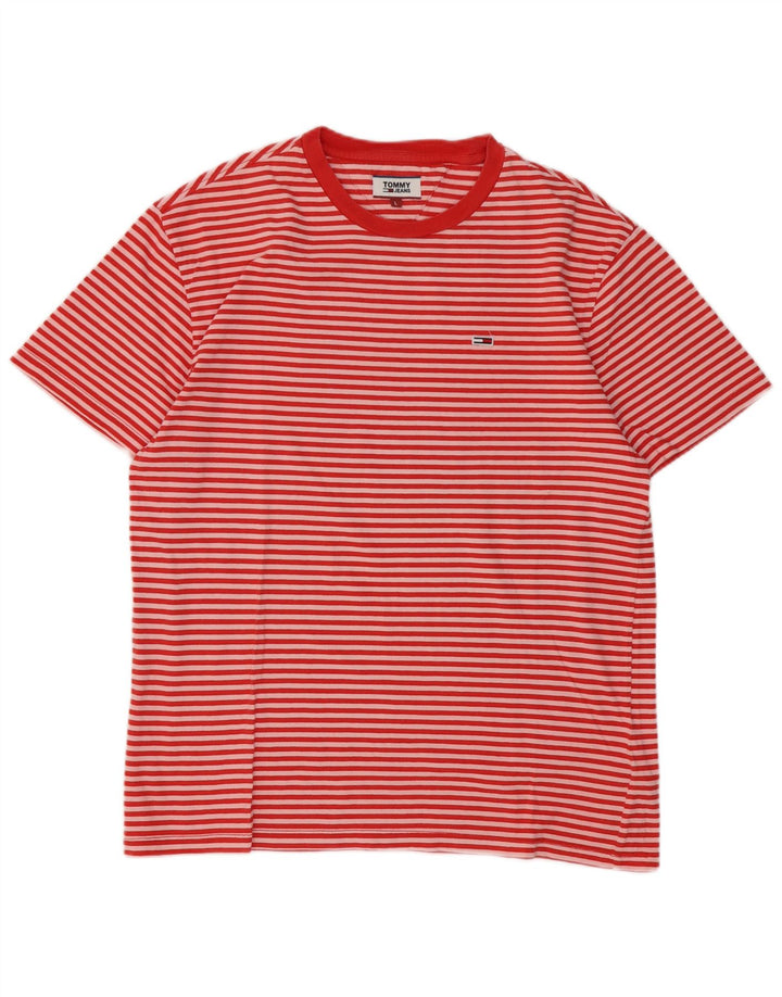 Tommy Hilfiger Mens T-Shirt Top Large Red Striped Cotton