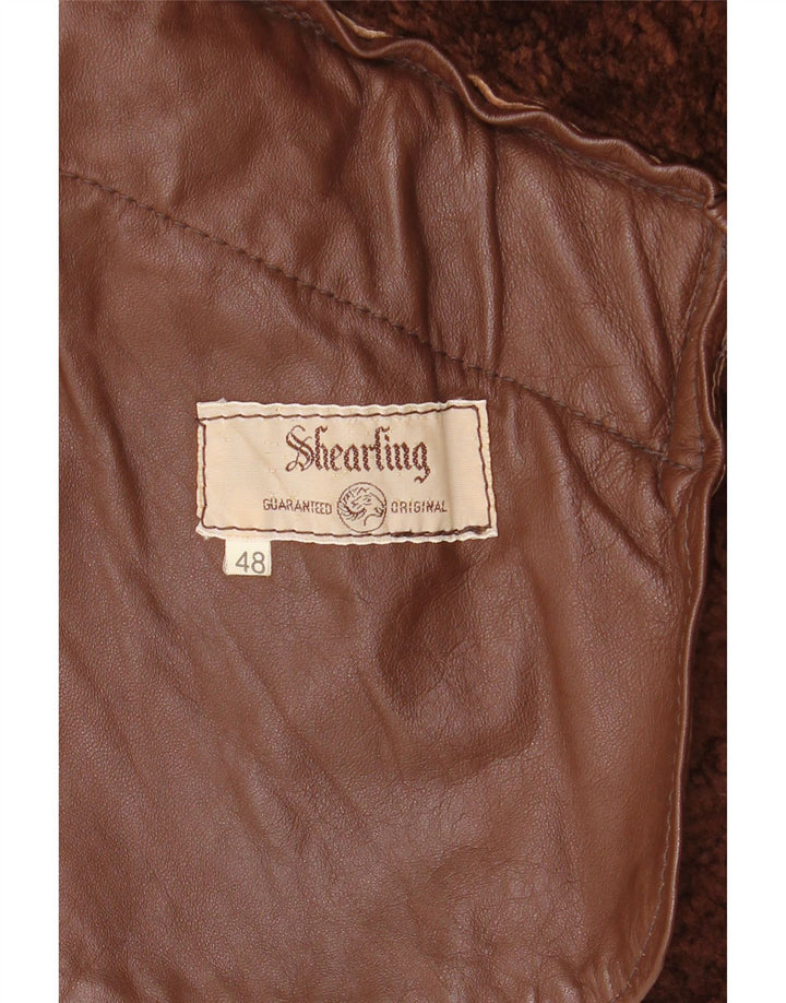 Vintage Mens Loose Fit Shearling Jacket IT 48 Medium Brown Shearling