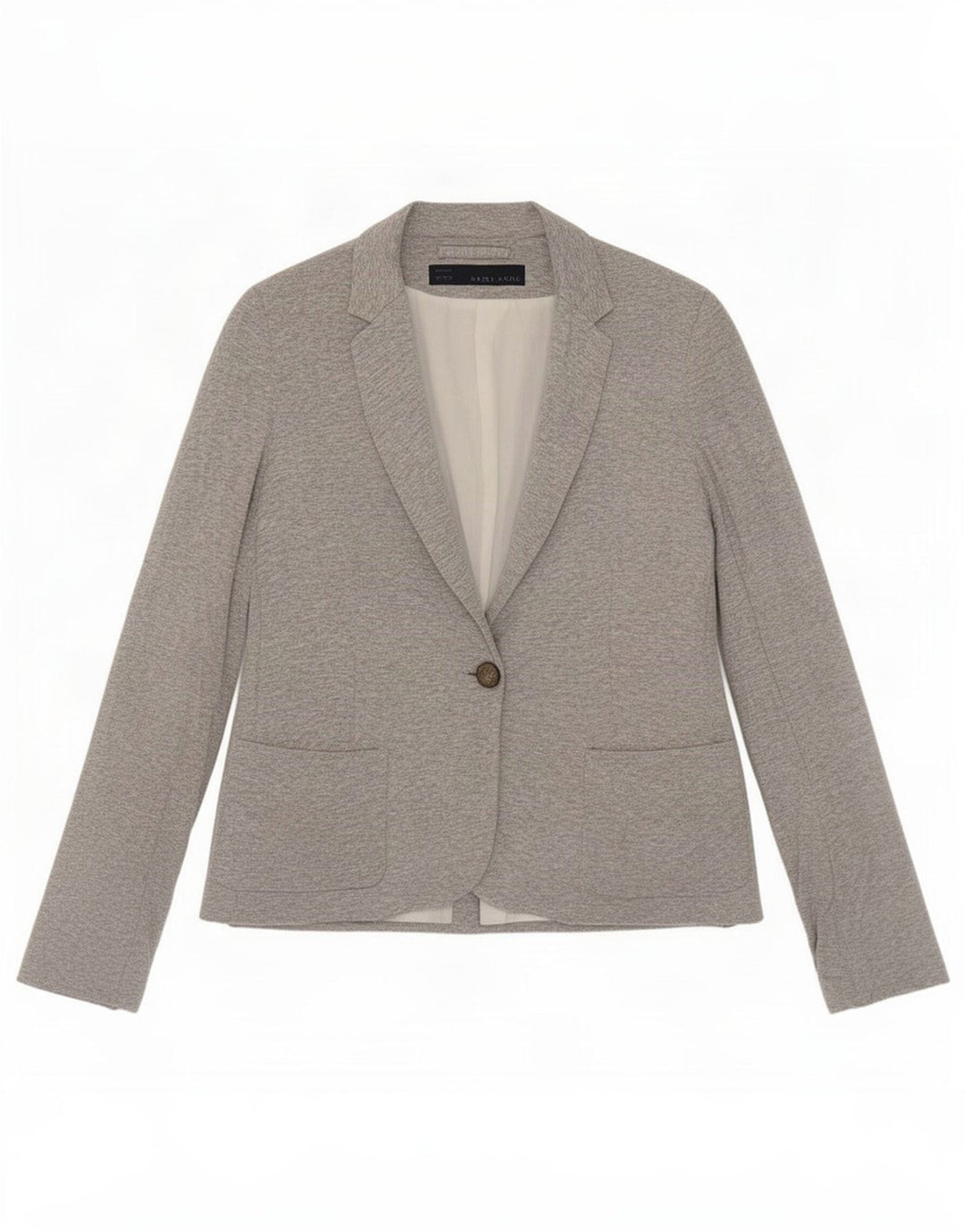Zara Womens 1 Button Blazer Jacket UK 10 Small Grey Flecked