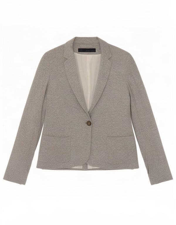 Zara Womens 1 Button Blazer Jacket UK 10 Small Grey Flecked