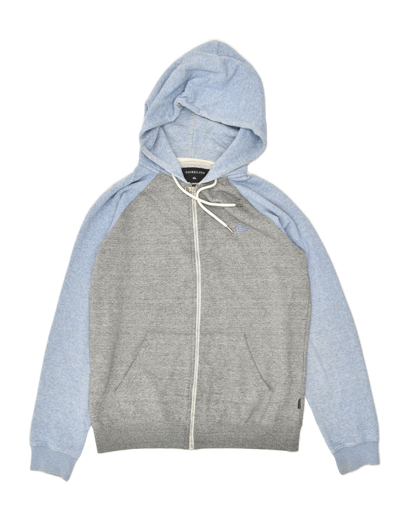 QUIKSILVER Mens Zip Hoodie Sweater Small Grey Colourblock | Vintage Quiksilver | Thrift | Second-Hand Quiksilver | Used Clothing | Messina Hembry 