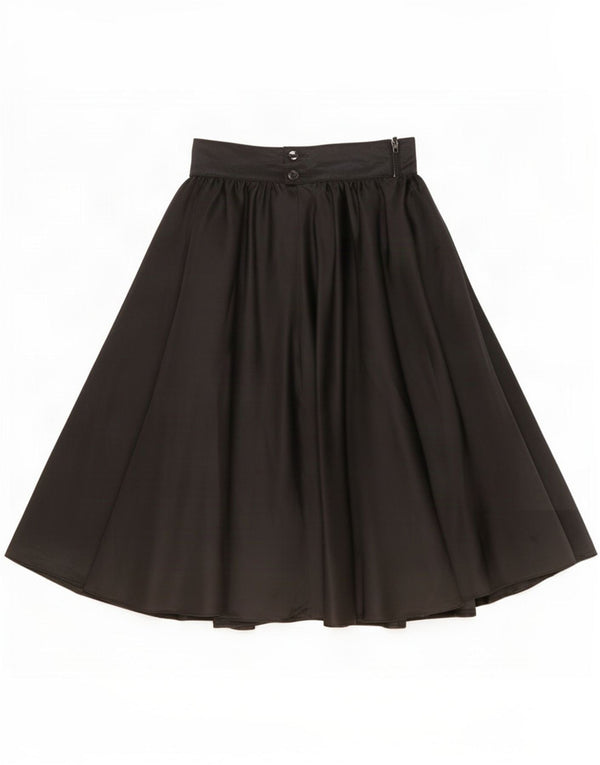 Vintage Womens High Waist Pleated Skirt EU 36 Small W22 Black Acetate