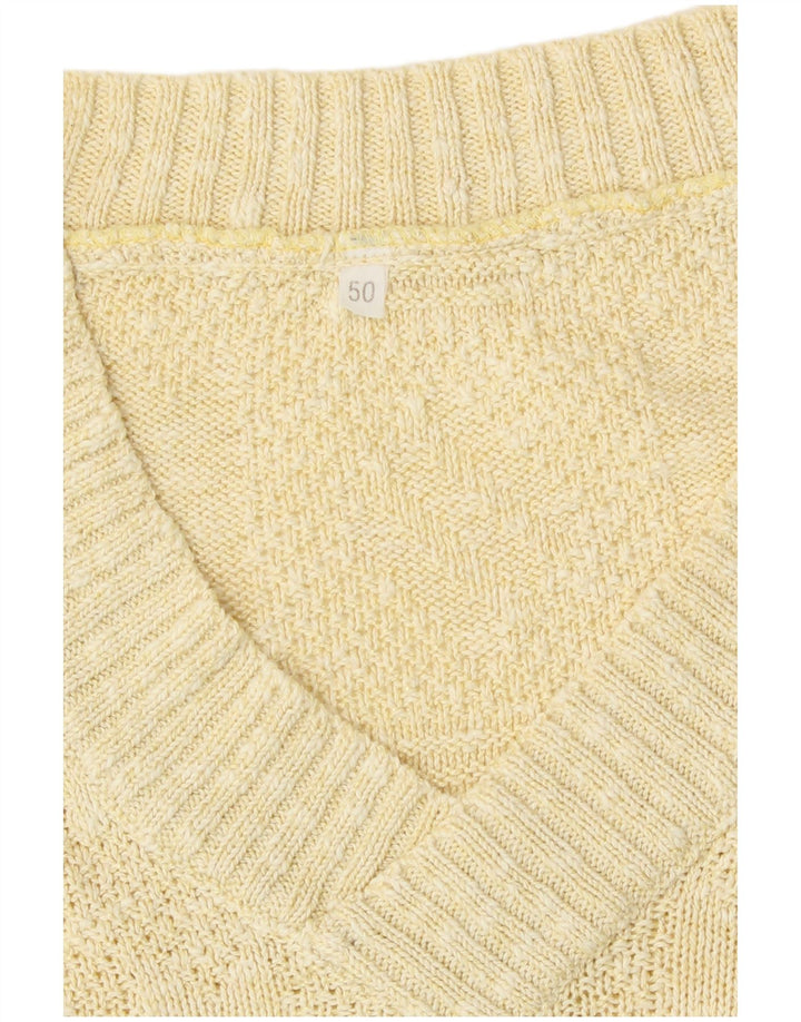 Vintage Womens V-Neck Jumper Sweater IT 50 XL Beige