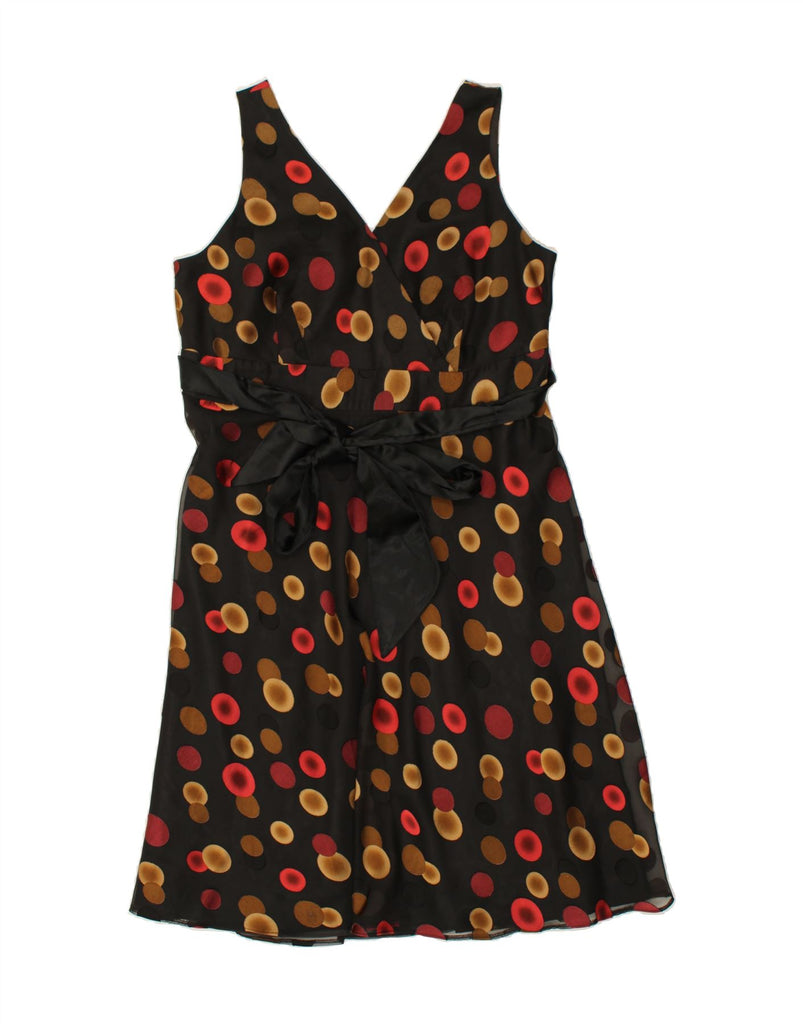 DEBENHAMS Womens Sleeveless A-Line Dress UK 20 2XL Black Spotted Polyester Vintage Debenhams and Second-Hand Debenhams from Messina Hembry 