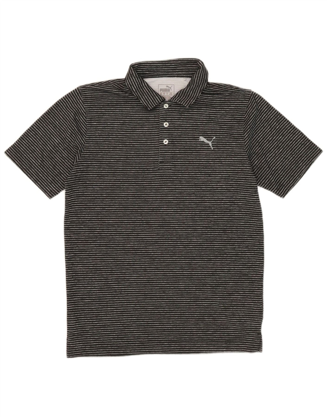 Puma Mens Polo Shirt Small Black Pinstripe Polyester