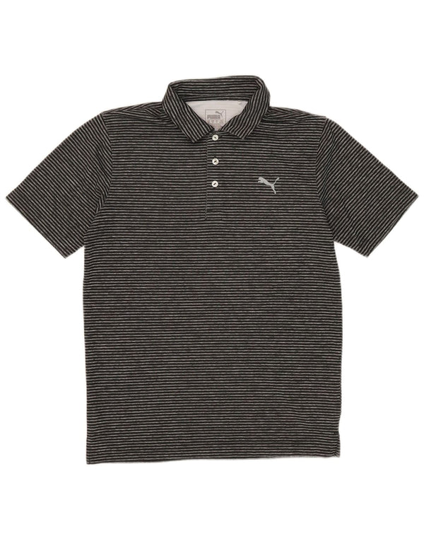 Puma Mens Polo Shirt Small Black Pinstripe Polyester