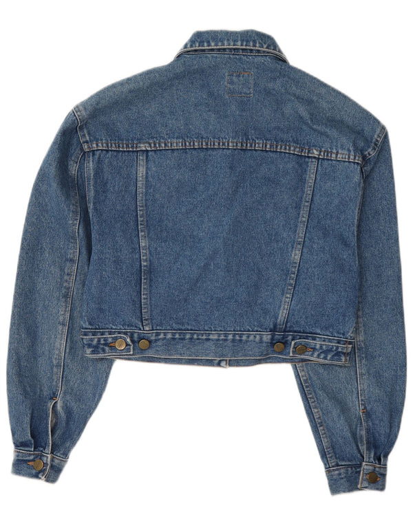 Stefanel Womens Crop Denim Jacket UK 12 Medium Blue