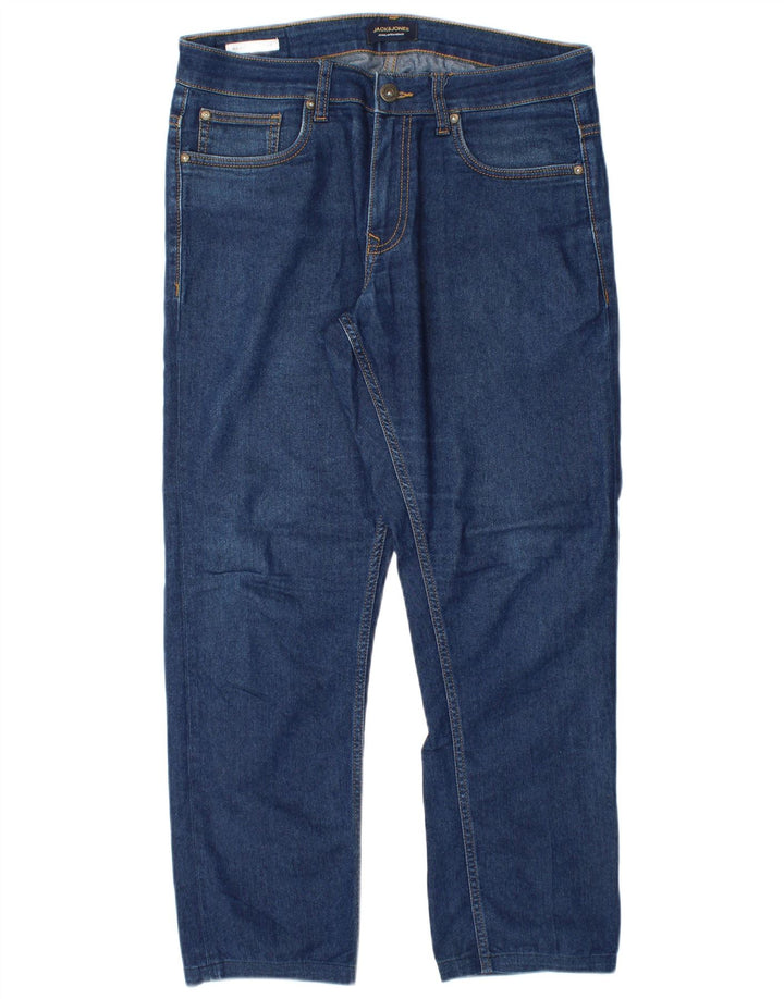 Jack & Jones Mens Clark Straight Jeans W30 L28 Blue Cotton