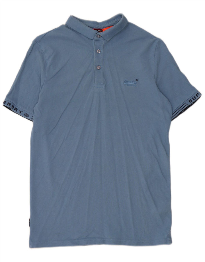Superdry Mens Graphic Polo Shirt Medium Blue Cotton