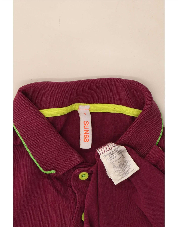 Sun68 Mens Polo Shirt Small Purple Colourblock Cotton