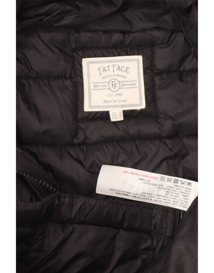 Fat Face Womens Hooded Padded Jacket UK 16 Large  Black Polyamide