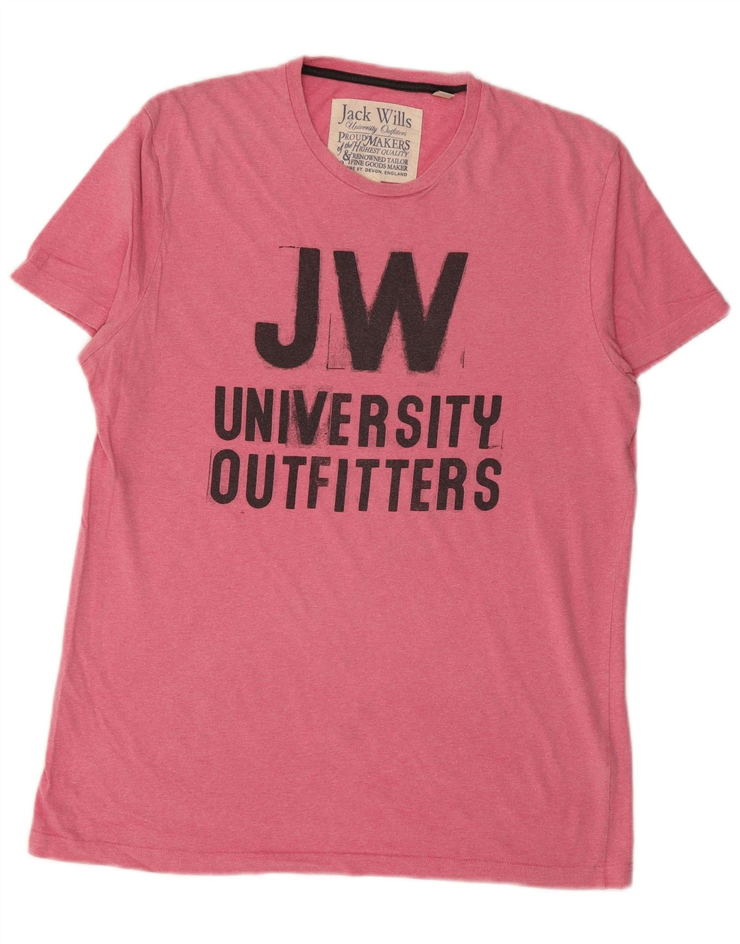 JACK WILLS Mens Graphic T-Shirt Top Small Pink Cotton