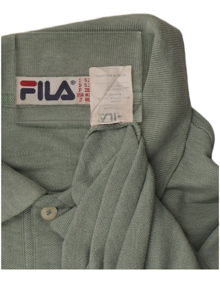 FILA Mens Polo Shirt IT 52 Large Green Cotton
